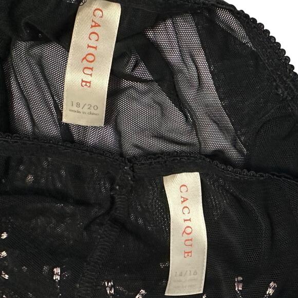 Cacique Lane Bryant Embroidered 2 Piece Babydoll Cami Set Black 1X/2X Plus Size - Picture 13 of 14